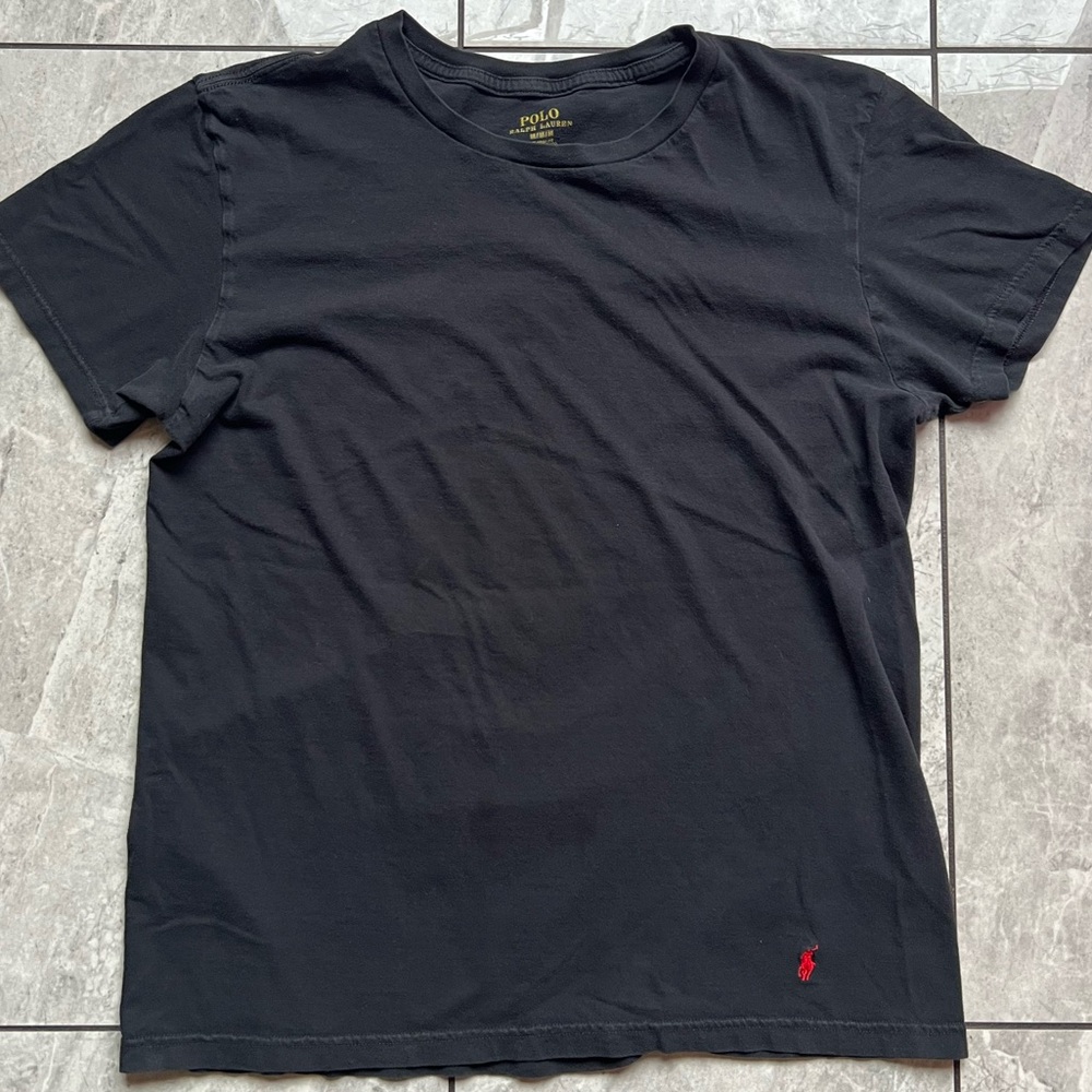 Polo Ralph Lauren Men’s Black 100%Cotton Crewneck T-Shirt Embroidered Red Pony M